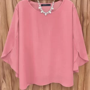 ZANZEA Womens Autumn Casual Blouses Fashion Loose Round Neck 3/4 Petal Sleeve Blusas Mujer Everyday Wear Solid Color Tops S-3XL