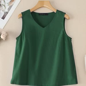 ZANZEA Casual Woman Tank Tops 2025 Summer Cotton Linen V-Neck Solid Color Sleeveless Tees Breathable Comfort Everyday Basic Tops