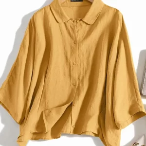 ZANZEA Summer Fashion Lapel Neck Shirt Female Casual Loose Blusas Women Elegant 3/4 Sleeve Blouse Work Buttons Down Tops Tunic