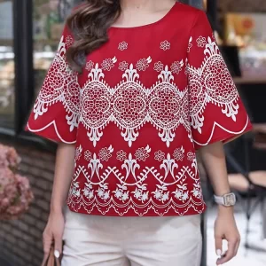 ZANZEA 2025 Vintage Floral Print Blouses Womens Autumn Three Quarter Sleeve O-Neck Loose Tops Casual Lazy Weekend Woman Clothing